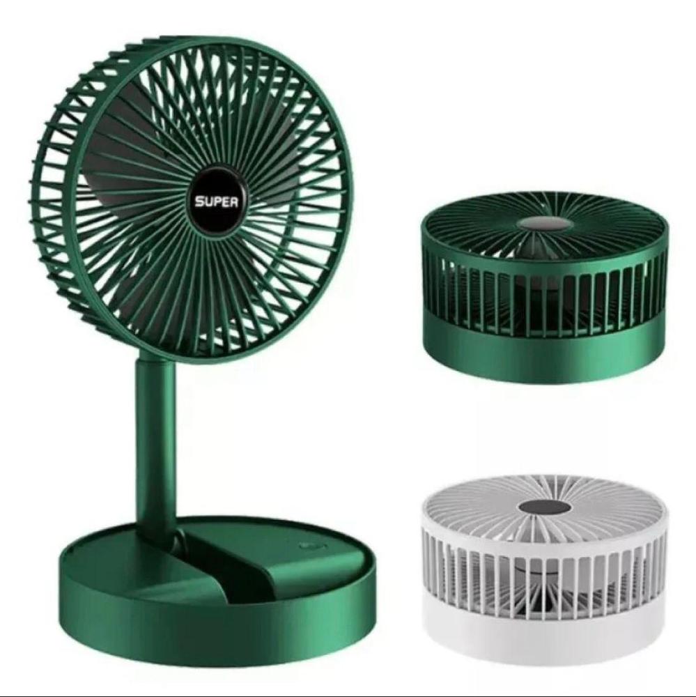 A USB rechargeable mini fan that is foldable and portable, featuring a telescopic design