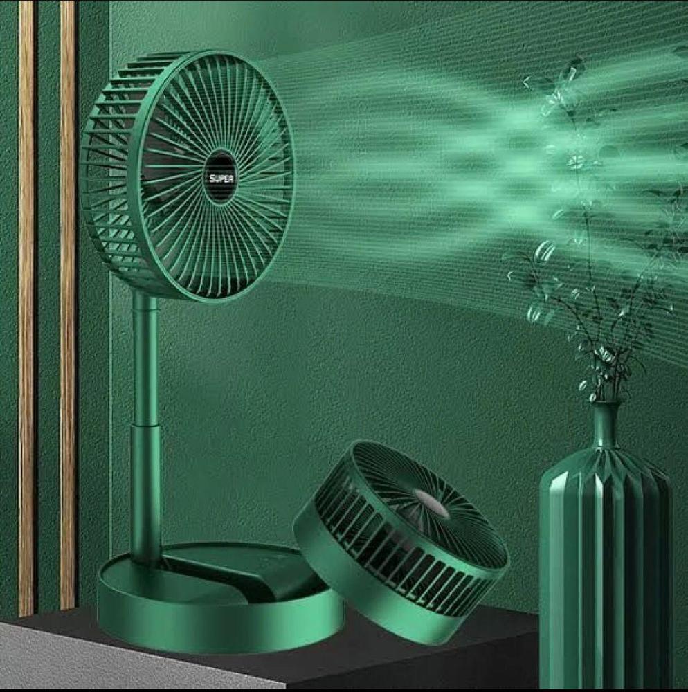 A USB rechargeable mini fan that is foldable and portable, featuring a telescopic design