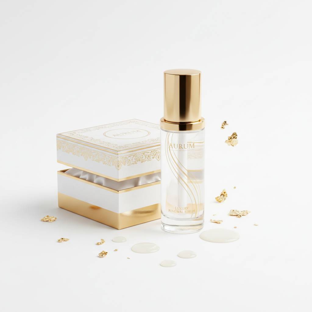 Luxury Gold Radiance Serum bottle with gold cap