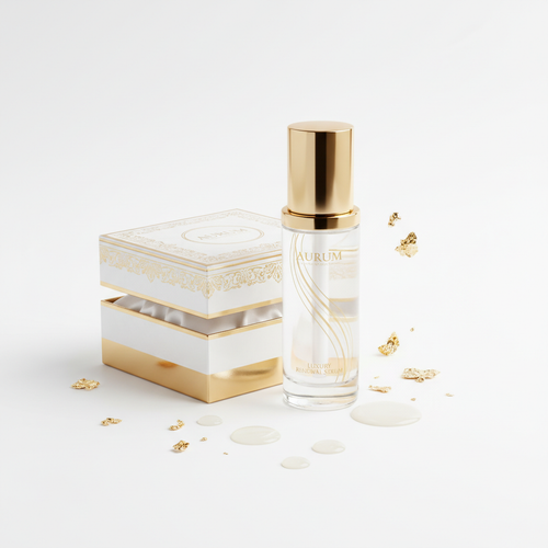Luxury Gold Radiance Serum bottle with gold cap